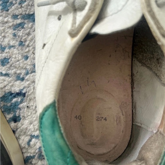 Golden Goose White and Green Super Star Sneakers - Picture 6 of 7